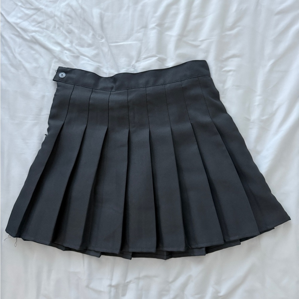 Gray Pleated Skirt with Built-in Shorts